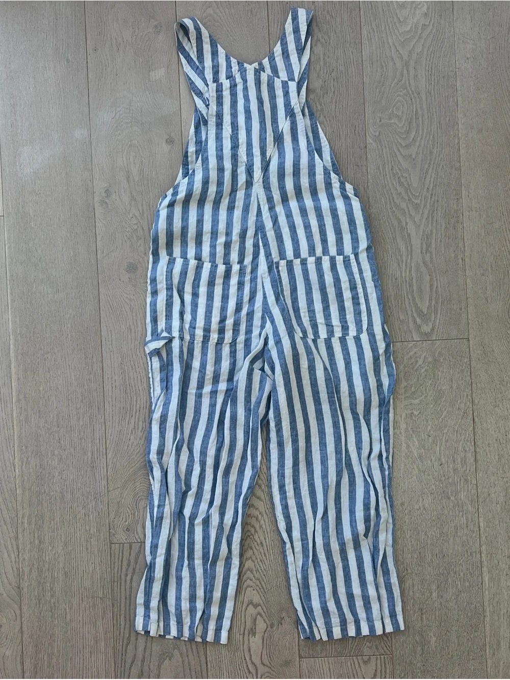 Reformation Women’s Size 2 Linen Striped Blue & White Overalls NWOT